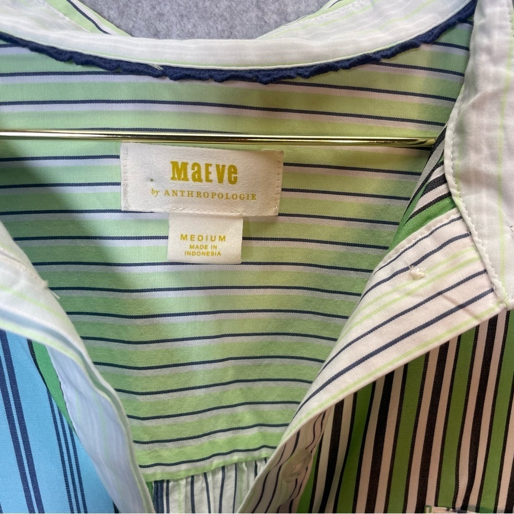 Anthropologie Maeve Oversized Button Down Stripe Alix Henley Pop Over Top - Picture 8 of 11